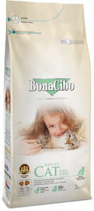 Сухий корм для дорослих вибагливих кішок з чутливим шлунком з м'ясом ягняти та рисом Bonacibo Adult Cat Lamb & Rice