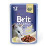 Вологий корм для котів шматочки з філе яловичини в желе Brit Premium Cat Pouch with Beef Fillets in Jelly for Adult Cats