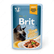 Вологий корм для котів шматочки з філе тунця в соусі Brit Premium Cat Pouch with Tuna Fillets in Gravy for Adult Cats