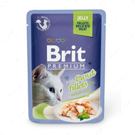 Вологий корм для котів шматочки з філе форелі в желе Brit Premium Cat Pouch with Trout Fillets in Jelly for Adult Cats