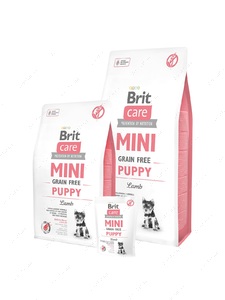 Сухий корм із м'ясом ягняти для цуценят мініатюрних порід і годувальниць Brit Care Mini Grain Free Mini Puppy
