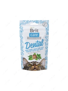 Функціональні ласощі для зубів для котів, з індичкою Brit Care Dental
