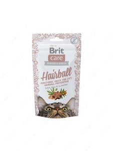 Функціональні ласощі для виведення шерсті для котів, з качкою Brit Care Cat Snack Hairball
