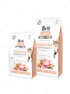 Беззерновий корм із м'ясом індички для вибагливих котів із чутливим травленням Brit Care Cat GF Sensitive HDigestion & Delicate Taste