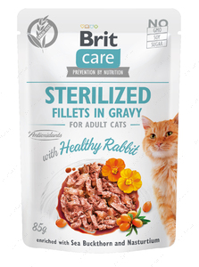 Вологий корм з кроликом для кастрованих котів і стерилізованих кішок Brit Care Fillets in Gravy Sterilized Healthy Rabbit