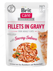 Вологий корм для дорослих котів, з лососем Brit Care Fillets in Gravy Savory Salmon