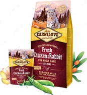Сухой корм для взрослых кошек и котов со свежим мясом курицы и кролика Carnilove Fresh Chicken & Rabbit