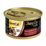 Консервы для кошек с курицей, креветками и солодом "ShinyCat Chicken with shrimps and malt"