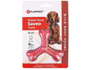 Игрушка жевательная тройная кость со вкусом говядины для собак Flamingo Rubber Flexo Saveo Triple Bone Beef