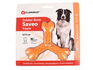 Игрушка жевательная тройная кость со вкусом курицы для собак Flamingo Rubber Flexo Saveo Triple Bone