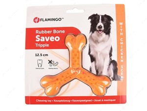 Игрушка жевательная тройная кость со вкусом курицы для собак Flamingo Rubber Flexo Saveo Triple Bone