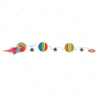 Игрушка для кошки мячик с пером на резинке Rainbow Balls on an Elastic Band