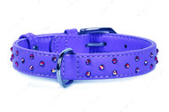 Ошейник для собак с клеевыми стразами фиолетовый GLAMOUR WAUDOG
