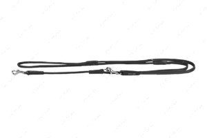 Поводок-перестежка для собак круглая черная GLAMOUR WAUDOG
