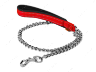 Поводок-цепь с прорезиненной ручкой для мелких пород собак красный Dog Extreme COLLAR