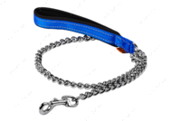 Поводок-цепь с прорезиненной ручкой для средних пород собак голубой Dog Extreme COLLAR