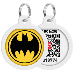 Адресник с QR кодом для кошек и собак круг рисунок бэтмен лого WAUDOG Smart Id