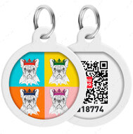 Адресник с QR кодом для кошек и собак круг рисунок французский бульдог WAUDOG Smart Id