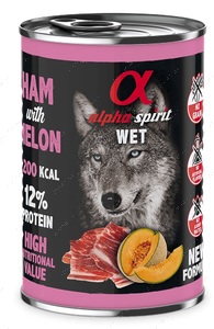 Вологий корм зі свининою та динею для дорослих собак Alpha Spirit Ham With Melon