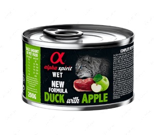 Вологий корм з качкою та зеленими яблуками для дорослих котів Alpha Spirit Duck with Green Apple