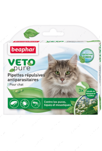 Капли антипаразитарные для кошек от блох, клещей и комаров VETO Pure Bio Spot On