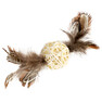 Іграшка для котів Плетений м'ячик з дзвіночком і пір'ям GiGwi ECO LINE Catch&scratch