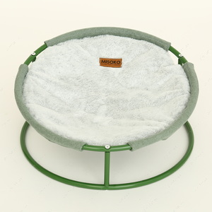 Складаний лежак для домашніх тварин MISOKO Pet bed round plush light green