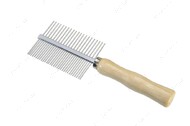 Гребінець подвійний з дерев'яною ручкою Camon Double comb - for all coat types