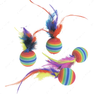 Игрушка для котов мяч с перьями Rainbow Ball