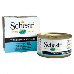 Натуральні консерви для котів тунець із кальмаром у желе Schesir Tuna with Squid