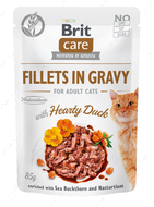 Консервы для взрослых котов с уткой Brit Care Cat Fillets in Gravy Hearty Duck