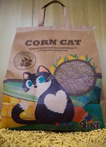 Кукурудзяний наповнювач для туалетів домашніх тварин з приємним ароматом Corn Cat