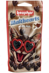 Лакомство с мальт пастой для выведения шерсти из желудка у кошек Malt-Hearts
