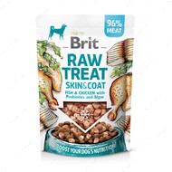 Ласощі для собак для шкіри та шерсті, риба і курка Brit Raw Treat freeze-dried Skin and Coat