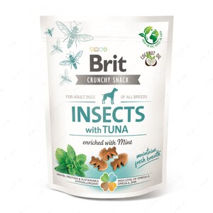 Ласощі для собак для свіжості подиху комахи, тунець, м'ята Brit Care Dog Crunchy Cracker Insects