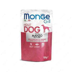 Беззерновий вологий корм для дорослих собак із яловичиною Monge Dog Wet GRILL beef