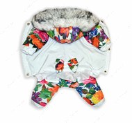 Комбинезон для собак Цветы на снегу на ФЛИСОВОЙ подкладке