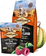 Сухий корм для дорослих собак дрібних порід зі свіжим м'ясом страуса та ягняти Carnilove Fresh Ostrich & Lamb for Small Breed Dogs