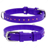 Ошейник для собак с клеевыми стразами фиолетовый GLAMOUR WAUDOG