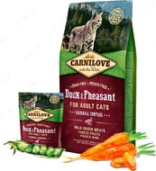 Сухий корм котів з м'ясом качки та фазана для виведення шерсті Carnilove Cat Duck & Pheasant for adult cats