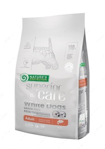 Сухий беззерновий корм з лососем для дорослих собак малих порід із білою шерстю Nature's Protection Superior Care White dogs Grain Free Salmon Adult Small and Mini Breeds