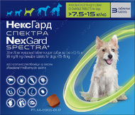 Таблетки від бліх і кліщів для собак вагою від 7.5 до 15 кг NexGard Spectra