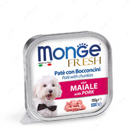 Паштет з м'яса свинини для дорослих собак Monge Dog Wet FRESH pork
