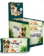 Влажные салфетки с алоэ вера и ароматом зеленого чая для собак и кошек PET WIPES ALOE