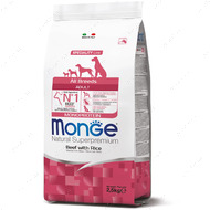 Повноцінний корм з яловичиною та рисом для дорослих собак всіх порід MONGE SPECIALITY LINE ALL BREEDS ADULT MONOPROTEIN BEEF & RICE