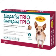 Таблетки Сімпаріка Тріо від бліх, кліщів і гельмінтів 1.3 - 2.5 кг Zoetis Simparica Trio