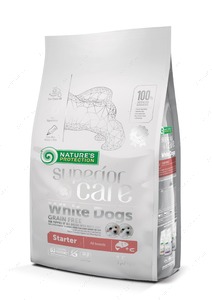 Сухий беззерновий корм з лососем для цуценят (стартер) з білим забарвленням шерсті Superior Care White Dogs Grain Free Starter All Breeds