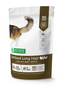 Сухий корм для довгошерстих дорослих котів після стерилізації, з птицею Nature's Protection Sterilised Long Hair