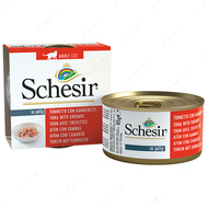 Натуральні консерви тунець із креветками в желе для котів Schesir Tuna with Shrimps