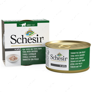 Натуральні консерви з тунцем і філе курки в желе для котів Schesir Tuna Chicken